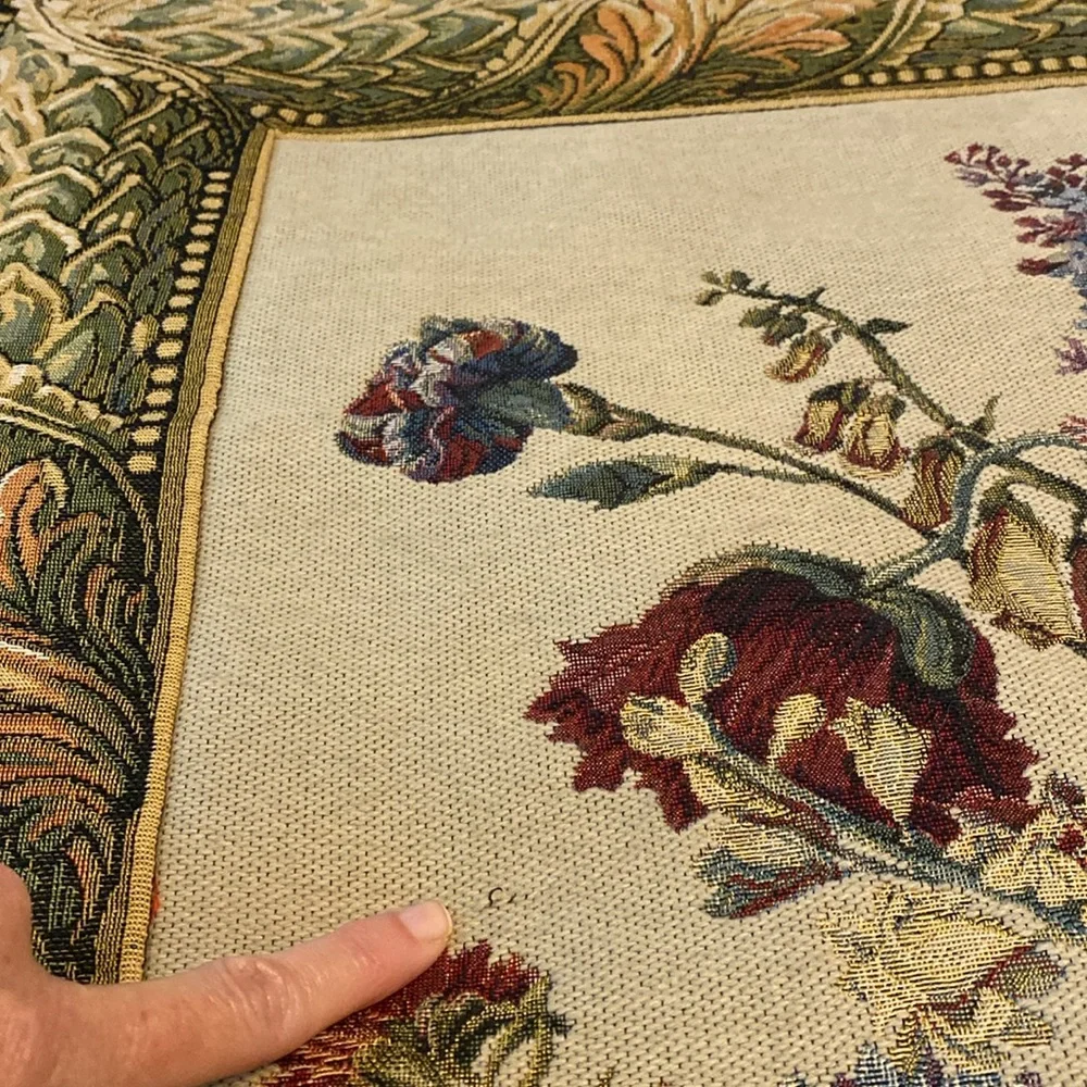 Vintage GRH France Gobelin Tapestry of flowers & fruit
